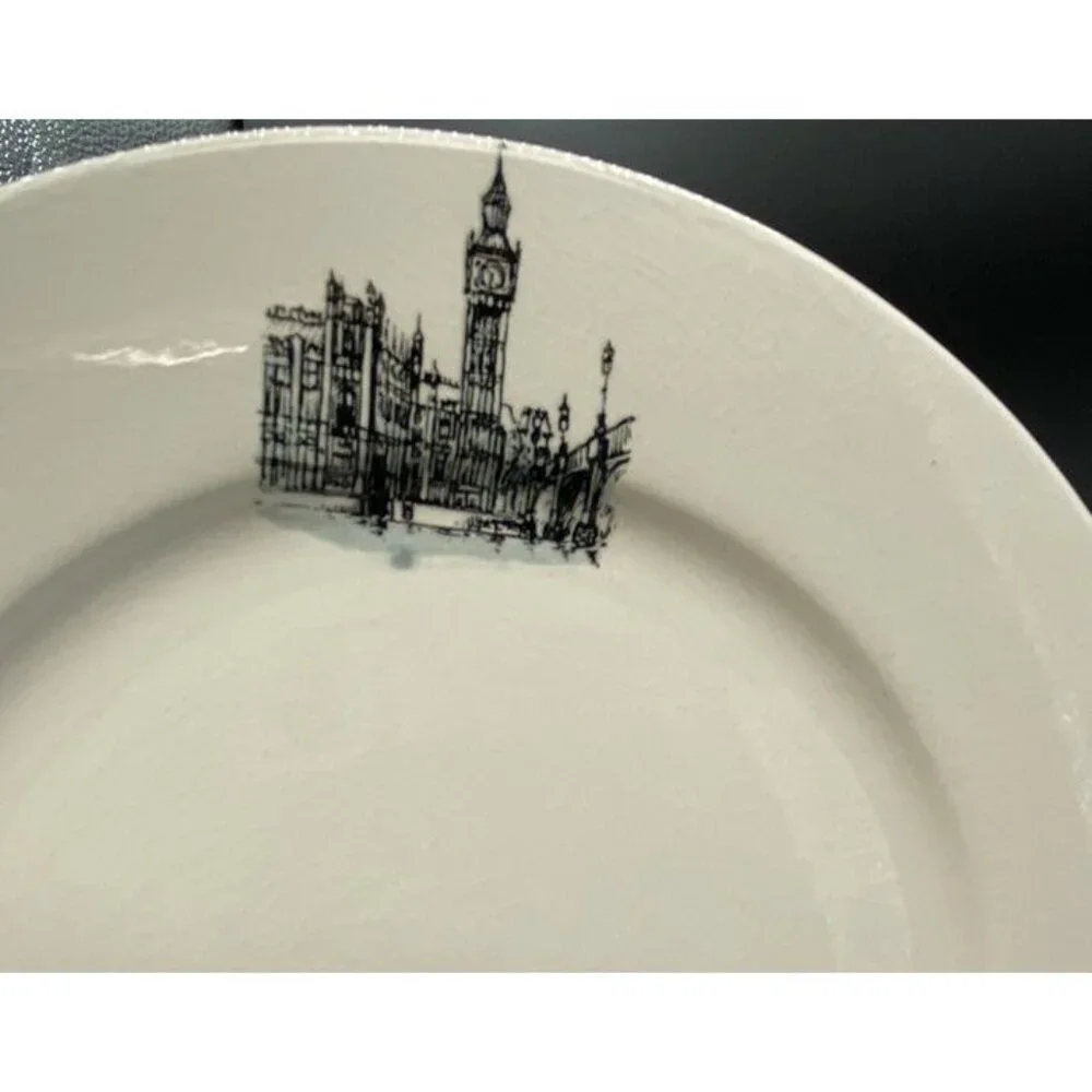 Kaysons Salad Plates 1966 Landmark Scenes 7 1/2” Eiffel & Big Ben LOT 3